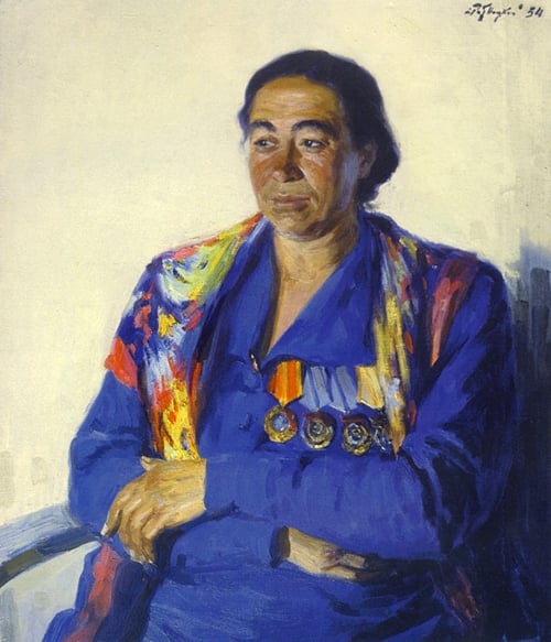 Ротницкий С. Председатель колхоза Ф. В. Мейтусова. 1954