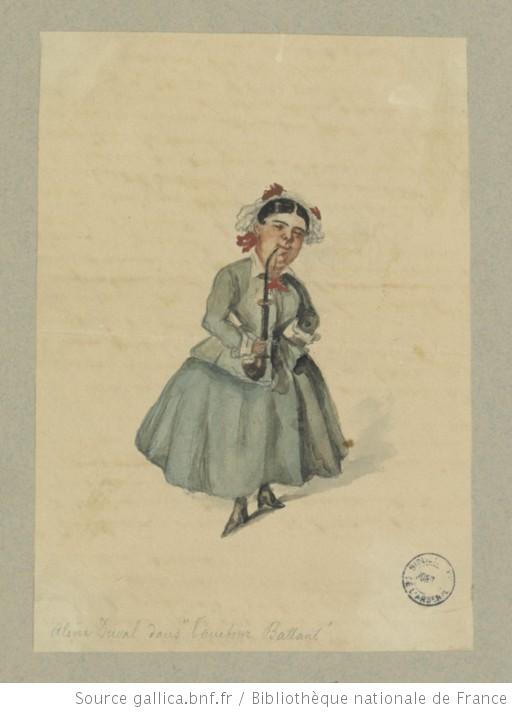 Актриса Алина Дюваль (Aline Duval) – Роза Брикетт (Rose Briquette), водевиль Т.Баррьера и А.Декурселя «Бой барабана» (Tambour battant), 1851