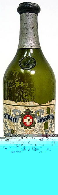 Extrait d'Apsinthe бутылка со штампом прямой крест и прямой крест на этикетке