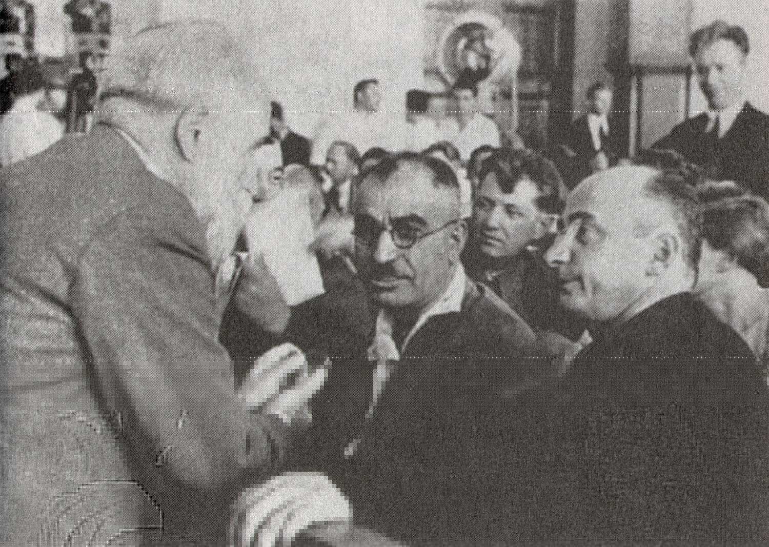 Слева направо: Филипп Махарадзе, Мир Джафар Багиров и Лаврентий Берия, 1935 год