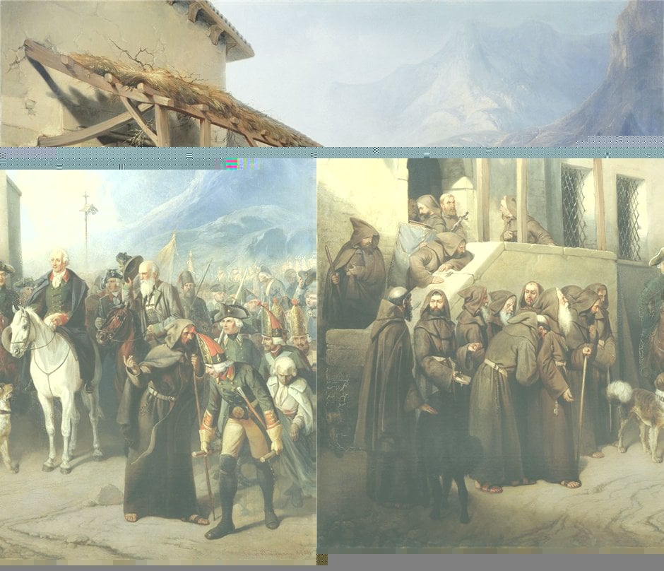Фельдмаршал А.В.Суворов на вершине Сен-Готарда 13 сентября 1799 года. А. Шарлемань. 1855 год