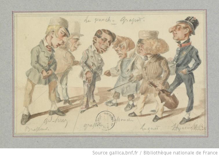 сцена из водевиля А.Делакура и Э.Гранже Le punch Grassot, 1858