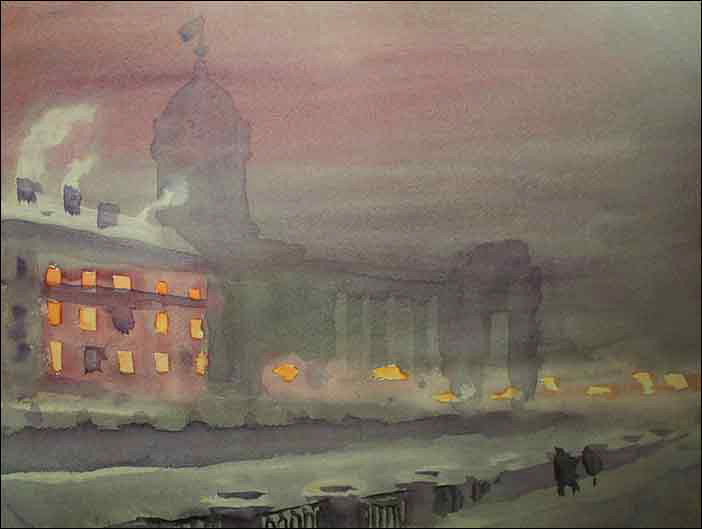 Лапшин Н. Казанский собор вечером. 1938