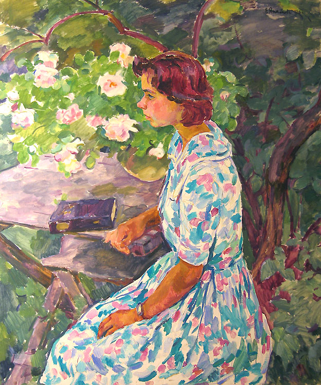 Антипова Е. Девушка в саду. 1964