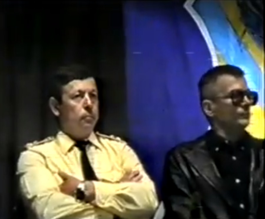 Мусатов и Лимонов на пресс-конференции Теневого кабинета ЛДПР, 1992 г.