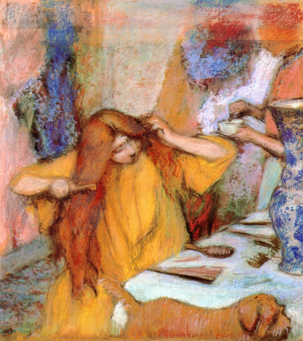 Degas - Woman in a Yellow Robe Combing Her Hair, circa 1894.jpg