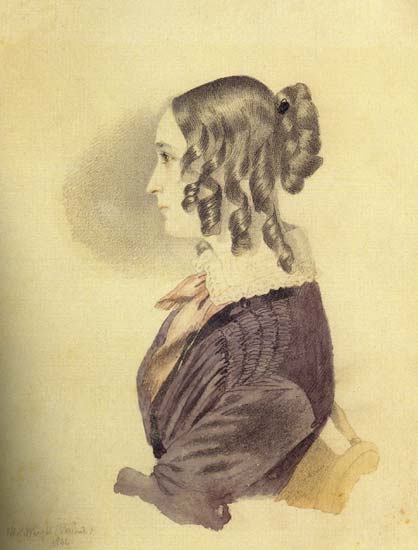 Портрет Натальи Николаевны Пушкиной (до замужества Гончаровой, по второму мужу Ланской). 1844.