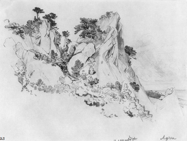 Сосны на отвесных скалах. Алупка. 1879