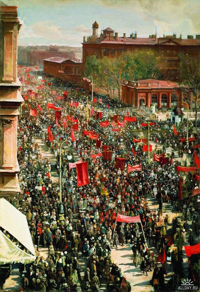 Картина И. И. Бродского «Первомайская демонстрация на проспекте 25 октября», 1930, ГРМ