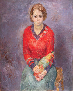 Девушка с попугаем. 1932. Холст, масло, 92х72. Донецкий областной художественный музей.