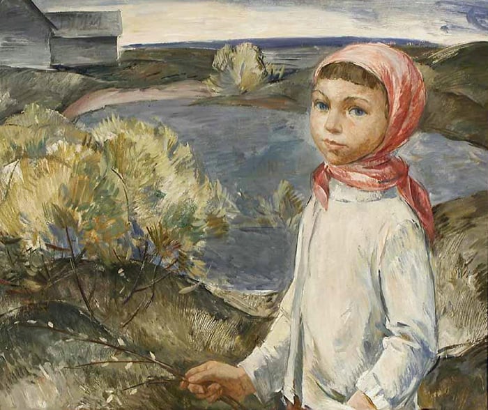 Шаманов Б. Девочка с вербой. 1963