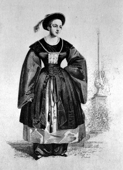 Певица Анна Матвеевна Степанова в роли Пекки (опера «Бронзовый конь» Д. Обера), 1837