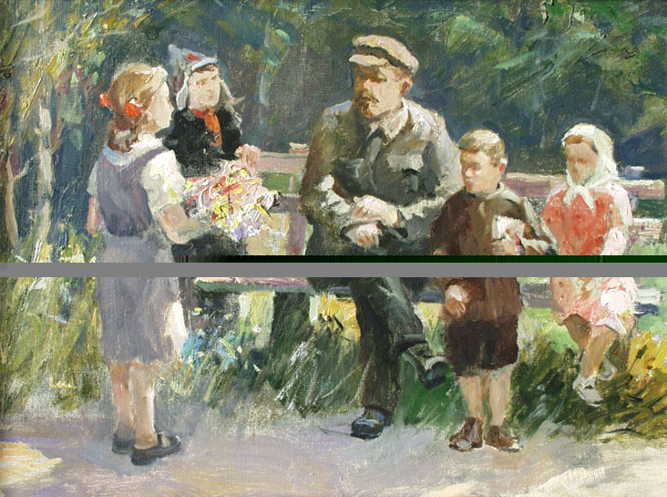 Куракин Василий. «Ленин с детьми. Эскиз». 1975. Холст, масло.