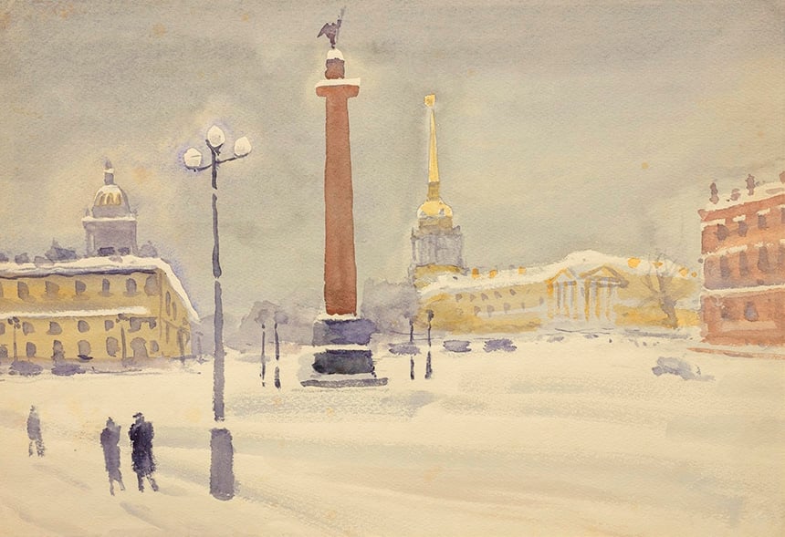 Лапшин Н. Пейзаж с Александровской колонной. 1939