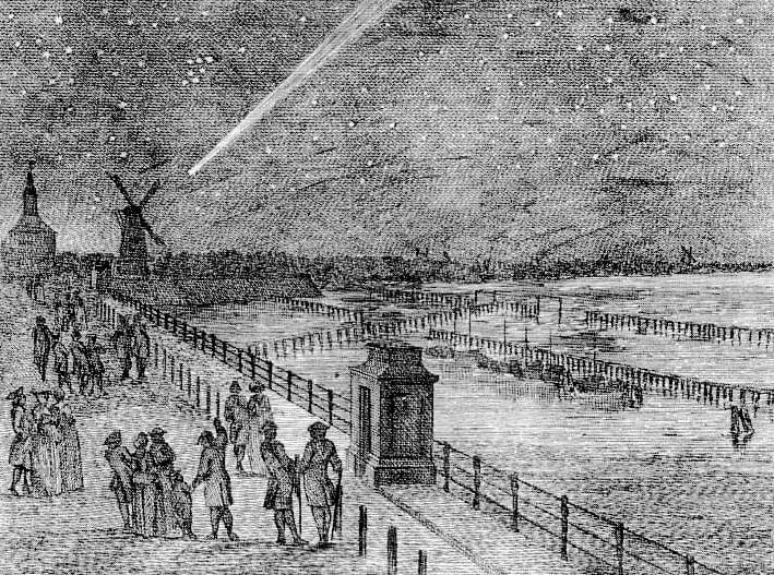 Комета С/1769 P1 (Мессье) в небе Амстердама, 1769 год