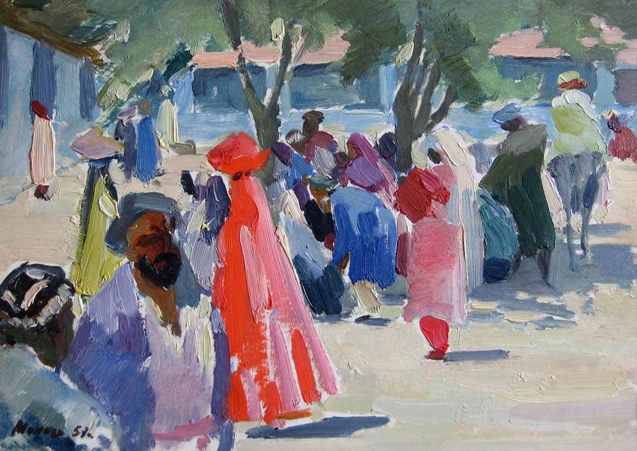 Монахова В. Самаркандский базар. 1957