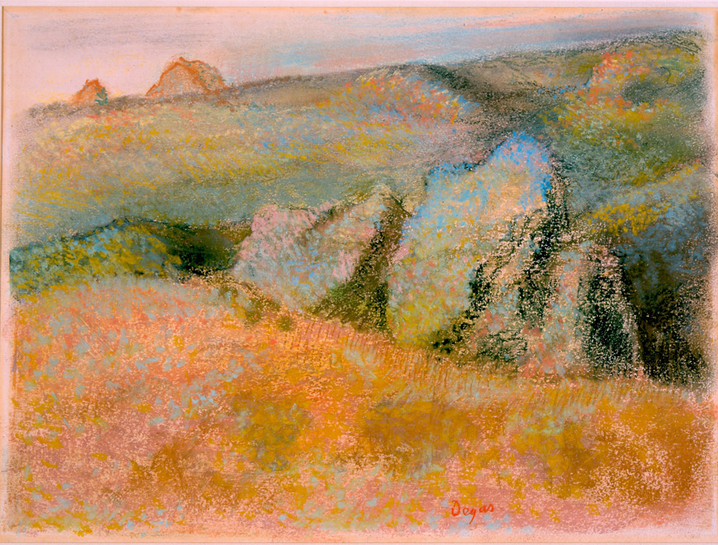 Landscape with Rocks by Edgar Degas, pastel over monotype, High Museum of Art.jpg