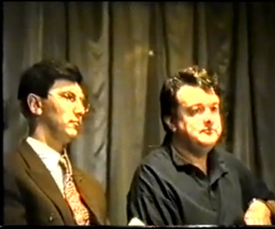 Бузов и Жариков на пресс-конференции Теневого кабинета ЛДПР. 1992 год.