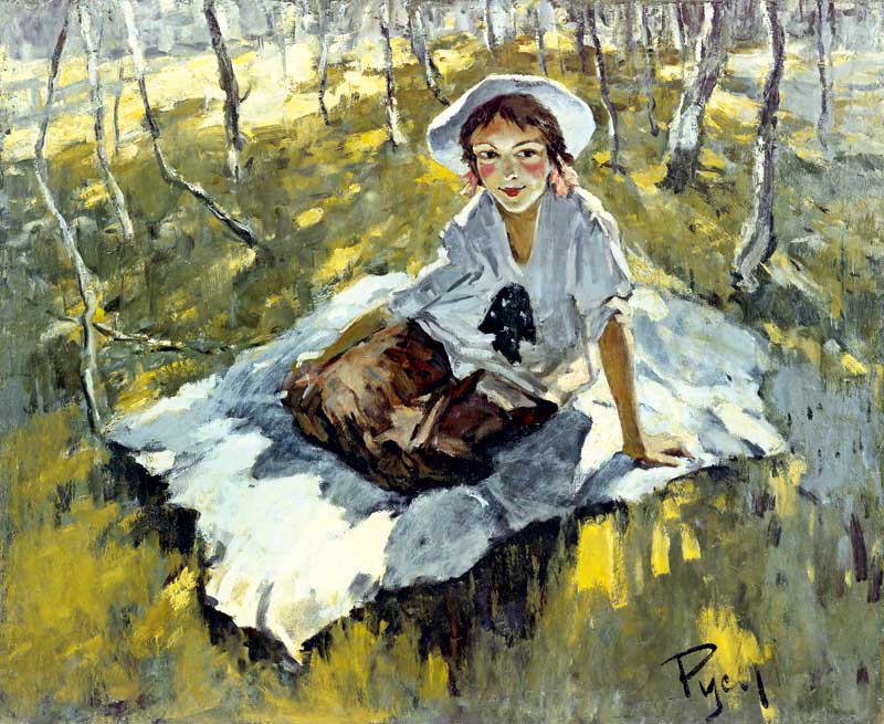 Русов Л. Девушка на траве. 1954