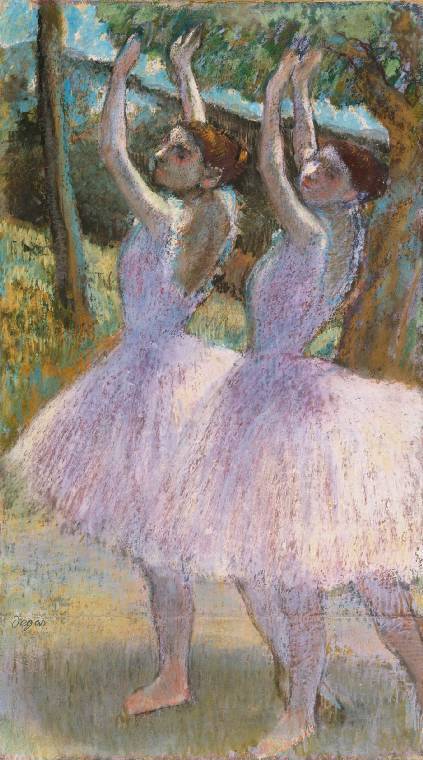 Degas - Danseuses aux jupes violettes, bras levés, circa 1895 — 1898.jpg