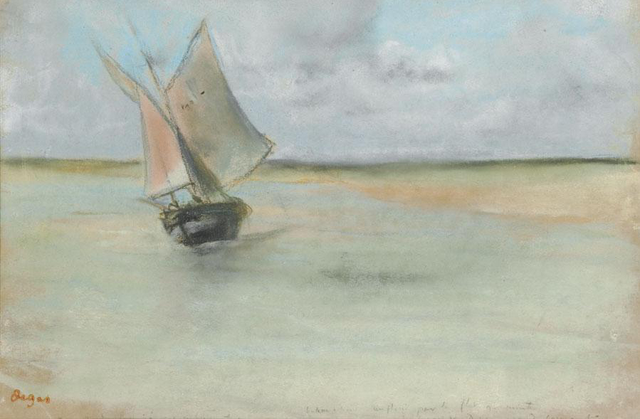 Degas - BATEAU DE PÊCHE À L'ENTRÉE DU PORT DE DIVES, circa 1869, L 246 (cropped).jpg