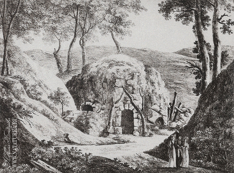 Вид грота в усадьбе Ильинское. Литография К.П. Беггрова, 1820-е гг. ГИМ